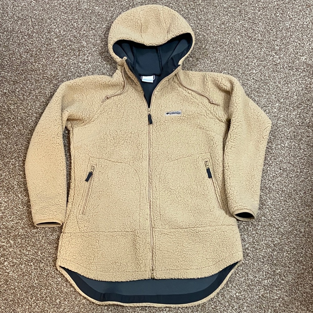 Columbia Women’s Tan Long Sherpa Fleece Jacket